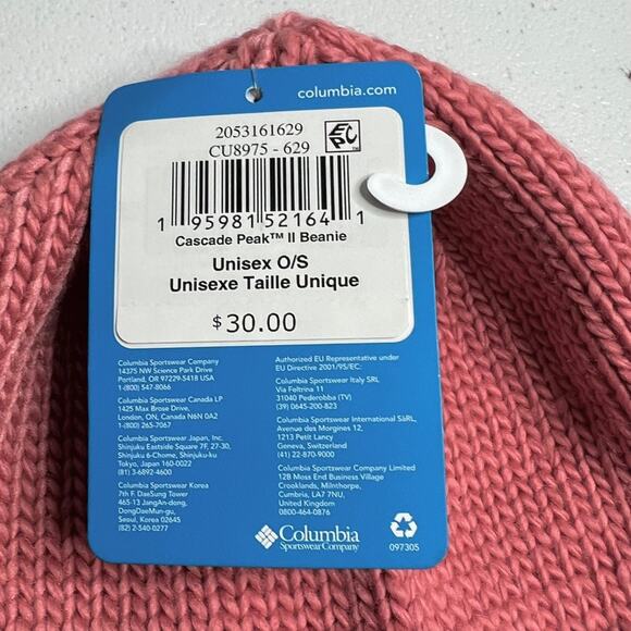 Columbia Cascade Peak II Beanie Hat Unisex One Size Pink Fleece Lined - Picture 7 of 8